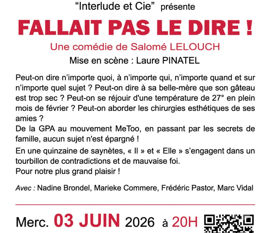 Spectacles Isère Grenoble - Photos Vivastreet Fallait pas le Dire ! une comédie de Salomé LELOUCH