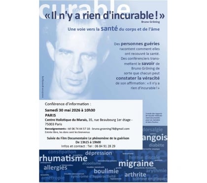 Autres sorties Paris 3ème ardt Paris - Photos Vivastreet CONFÉRENCE : Un chemin vers la santé du corps et de l'âme