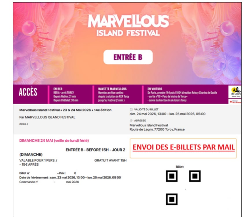 Spectacles Seine-et-Marne Torcy - 77200 - Photos Vivastreet 4 places Marvellous Island Festival dimanche 24 mai Torcy