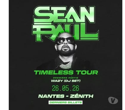 Billets spectacles Nantes Nantes - Photos Vivastreet 2 places pour le concert de Sean Paul mardi 26 mai à Nantes