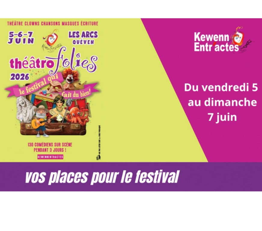 Spectacles Morbihan Queven - 56530 - Photos Vivastreet 2 places jour au choix pour THEATROFOLIES à Quéven