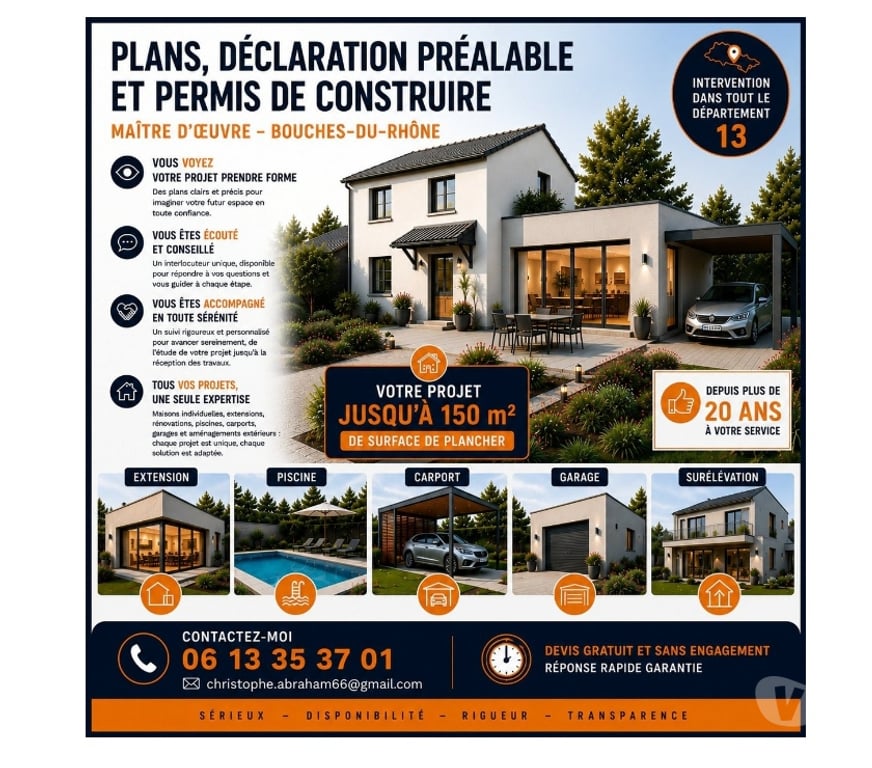 Service immobilier Bouches-du-Rhône Les Pennes Mirabeau - 13170 - Photos Vivastreet PLANS, DÉCLARATIONS PRÉALABLES ET PERMIS DE CONSTRUIRE