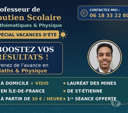 Soutiens scolaires Antony Hauts-de-Seine - Photos Vivastreet Cours d'été Maths & Physique | Ingénieur Mines