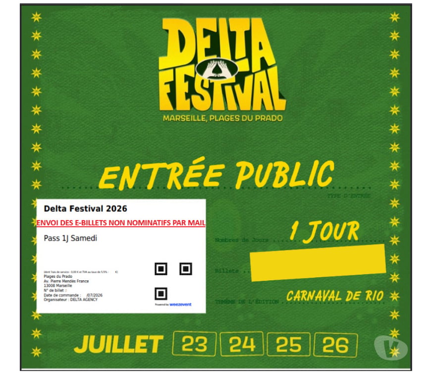 Spectacles Bouches-du-Rhône Marseille - Photos Vivastreet 2 billets pour Delta Festival samedi 25 juillet à Marseille