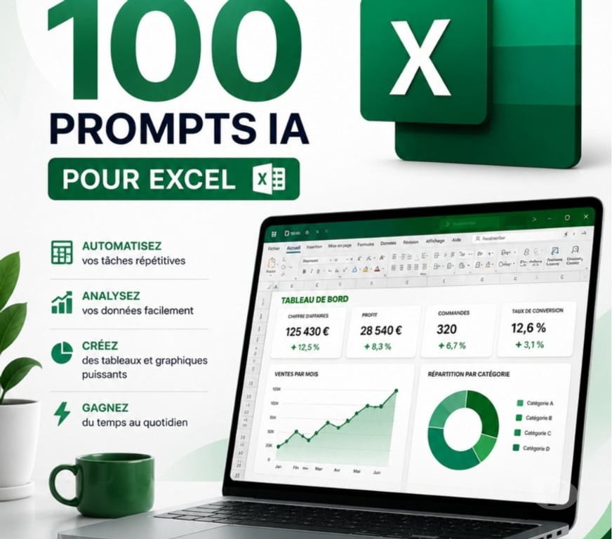 Informatique Gironde Bordeaux - Photos Vivastreet ProjectFlow – Pack 100 Prompts IA pour Excel – 19 €