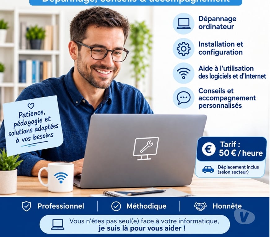 Dépannage ordi Mac / PC / portable Loire-Atlantique Nort sur Erdre - 44390 - Photos Vivastreet Assistance informatique à domicile