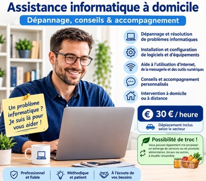 Dépannage PC à domicile - Création de sites internet Nort sur Erdre Loire-Atlantique - Photos Vivastreet Assistance informatique à domicile