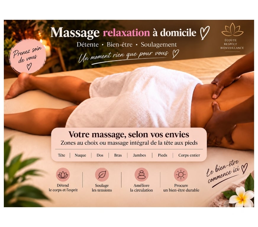 Massages Hauts-de-Seine Nanterre - 92000 - Photos Vivastreet 🌸 MASSAGE DÉTENTE PERSONNALISÉ À DOMICILE 🌸