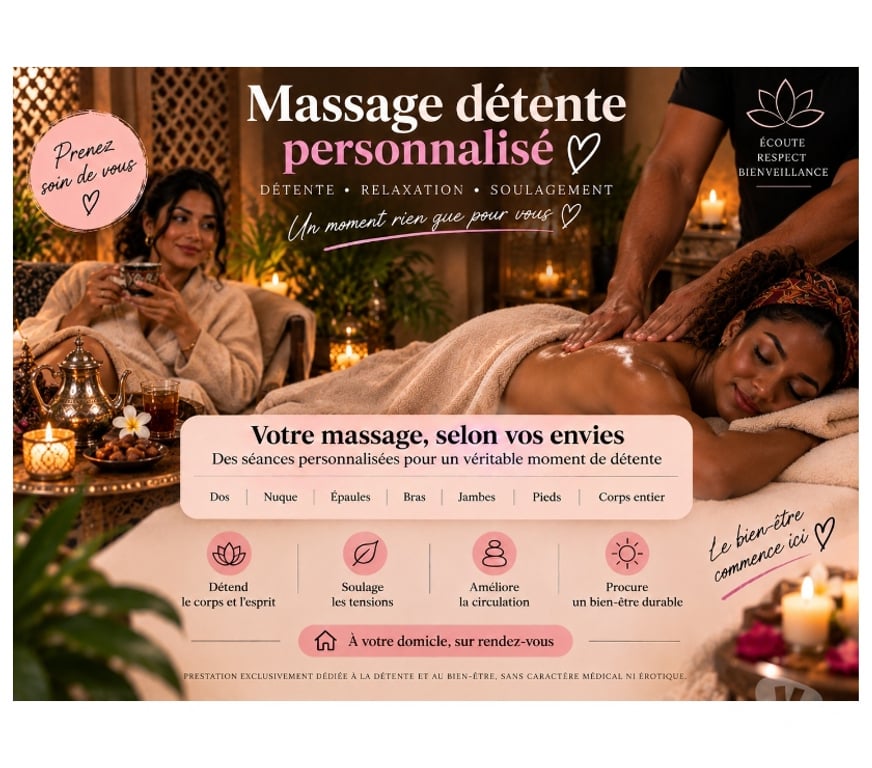 Massages Hauts-de-Seine Nanterre - 92000 - Photos Vivastreet 🌸 MASSAGE DÉTENTE PERSONNALISÉ À DOMICILE 🌸