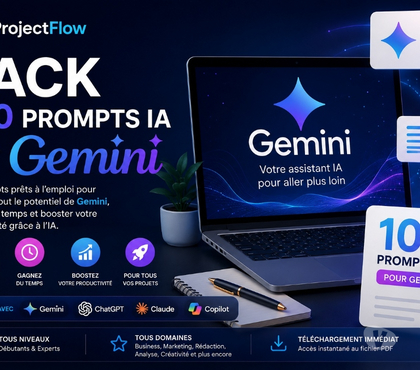 Informatique Bordeaux Bordeaux - Photos Vivastreet ProjectFlow – Pack 100 Prompts IA pour Gemini-17€