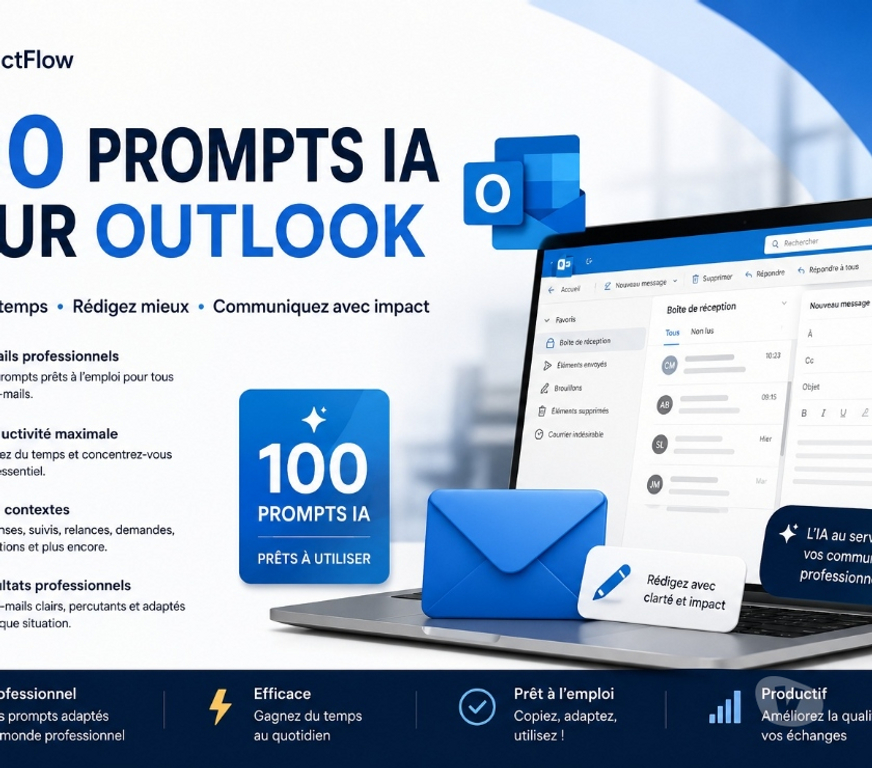 Informatique Gironde Bordeaux - Photos Vivastreet ProjectFlow – Pack 100 Prompts IA pour Outlook-19€