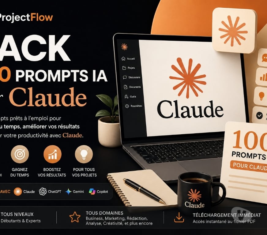 Informatique Gironde Bordeaux - Photos Vivastreet ProjectFlow – Pack 100 Prompts IA pour Claude-17€