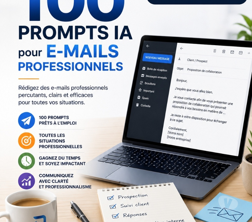 Informatique Gironde Bordeaux - Photos Vivastreet ProjectFlow Pack 100 Prompts IA E‑mails pro-15€