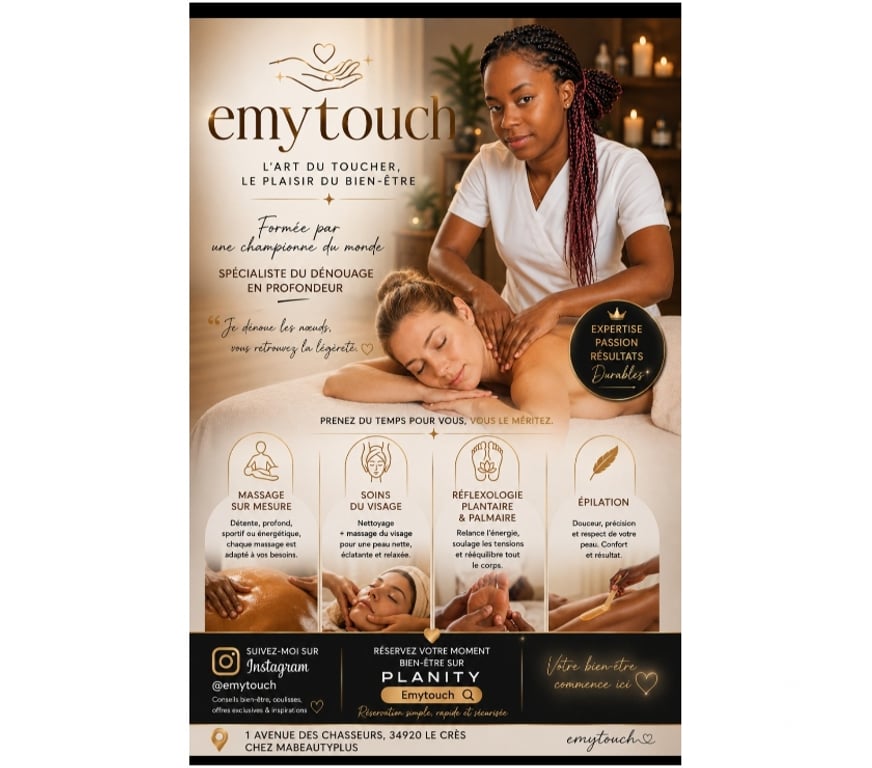 Massages Hérault Le Cres - 34920 - Photos Vivastreet Massage californien Lomi-Lomi Deep tissu 1h 80€
