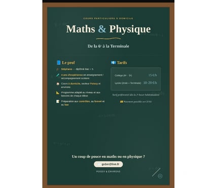 Soutiens scolaires Poissy Yvelines - Photos Vivastreet Cours particuliers Maths & Physique - Collège Lycée
