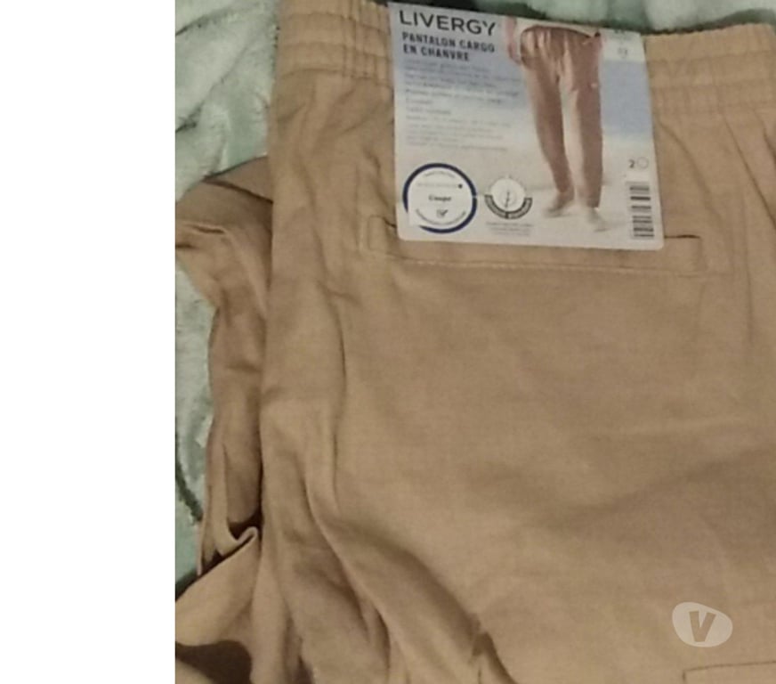 Vêtements occasion Rhône Lyon - Photos Vivastreet Pantalon cargo en chanvre (beige), T44 XL, neuf