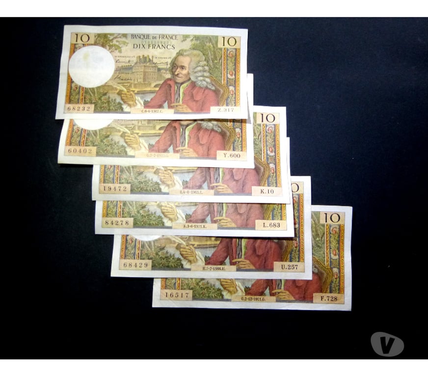 Collection Nord Raismes - 59590 - Photos Vivastreet F 62 lot de 14 billets 10 f voltaire