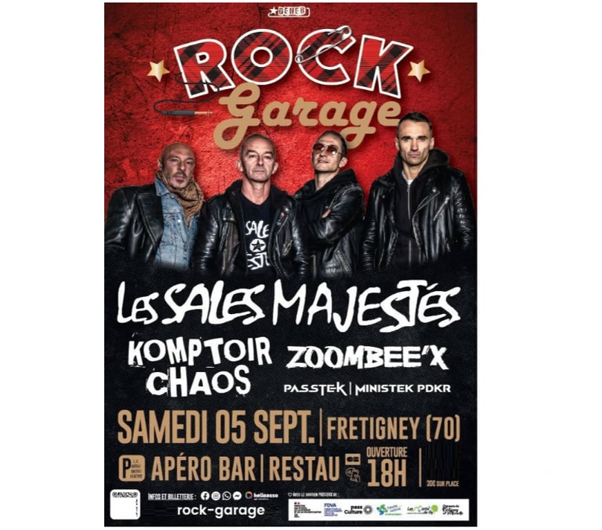 Spectacles Haute-Saône Fretigney et Velloreille - 70130 - Photos Vivastreet 2 billets pour le Festival Rock Garage samedi à Fretigney