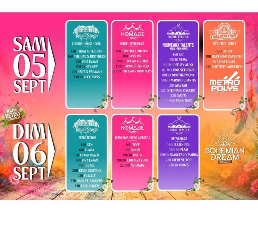 Spectacles Nord Roost Warendin - 59286 - Photos Vivastreet 2 x 2 places pour Bohemian Dream Village samedi 5 septembre