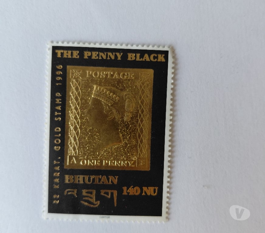 Collection Isère Grenoble - Photos Vivastreet Timbre Or 22K The Penny Black Bhoutan 1996 30 ans