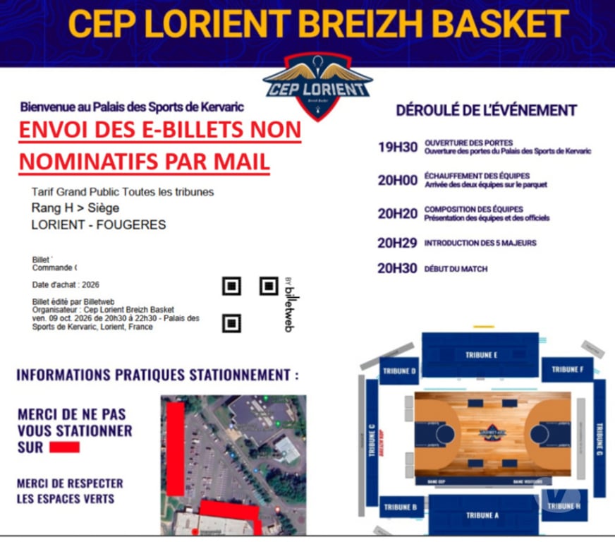 Spectacles Morbihan Lorient - 56100 - Photos Vivastreet 2 billets pour Lorient Basket contre Fougères vendredi soir