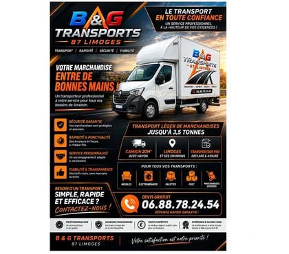 Déménageurs St Yrieix la Perche Haute-Vienne - Photos Vivastreet B&G TRANSPORTS marchandises 3,5t