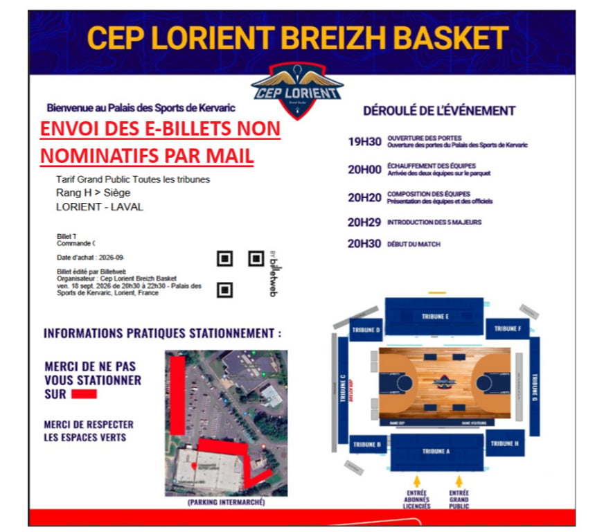 Spectacles Morbihan Lorient - 56100 - Photos Vivastreet 2 billets pour Lorient Basket contre Laval ce soir
