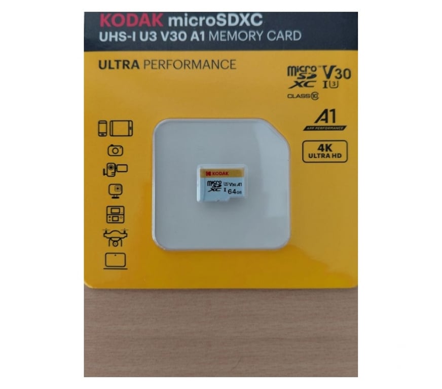 Informatique Rhône Lyon - Photos Vivastreet Carte Micro SD-XC 64Gb BLANC KODAK UHS-I V30 +ADAPTATEUR