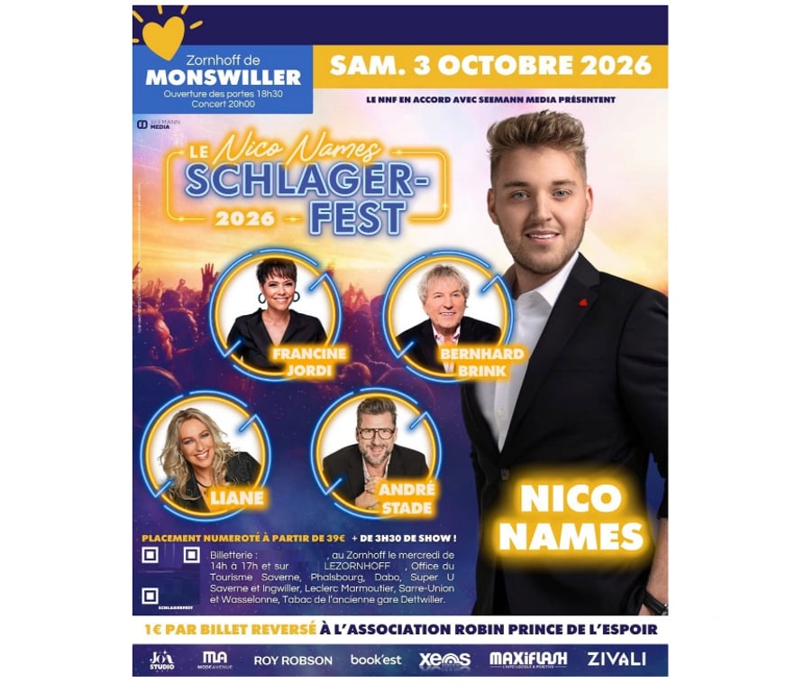 Spectacles Bas-Rhin Monswiller - 67700 - Photos Vivastreet 2 places pour Le Nico Names samedi 3 octobre à Monswiller