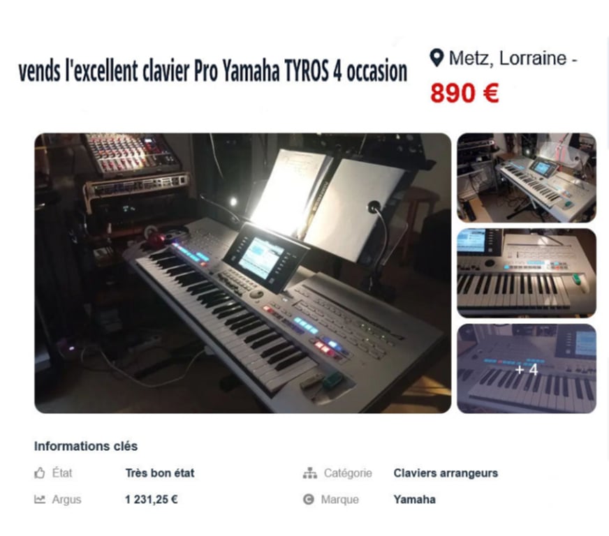 Instruments de musique Moselle Metz - Photos Vivastreet vends clavier professionel Yamaha Tyros 4