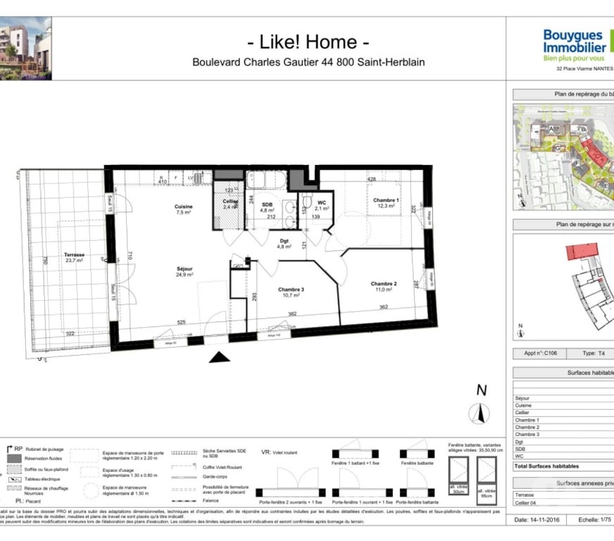 Appartements à vendre Loire-Atlantique St Herblain - 44800 - Photos Vivastreet Saint-Herblain T4 80 m², 3 ch, terrasse 24 m², 2 parkings
