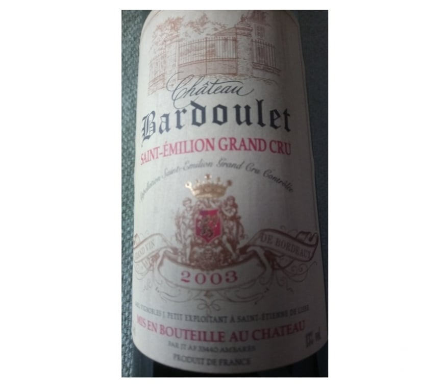 Vins - Gastronomie Seine-Saint-Denis La Courneuve - 93120 - Photos Vivastreet SAINT-ÉMILION GRAND CRU CHÂTEAU BARDOULET 2003