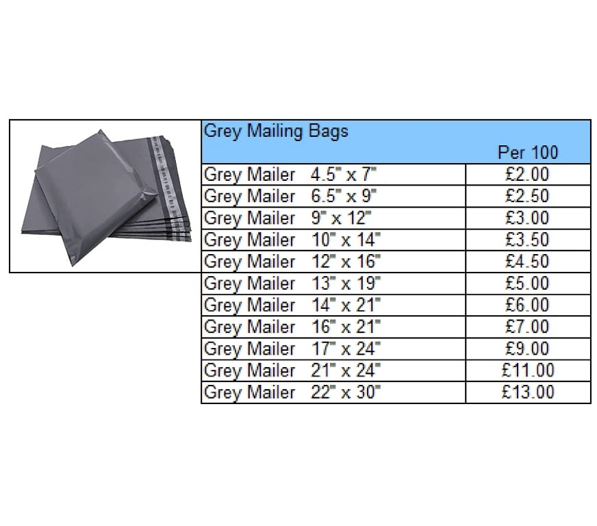 Office Furniture & Pro equipment Staffordshire Cannock Chase - Photos for 100 Large Grey Postage Mailing Bags 12'' x 16'' Self Seal