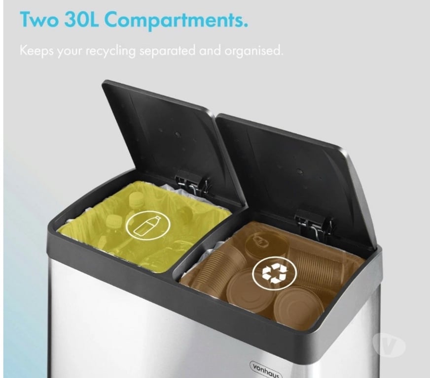 household goods South Yorkshire Barnsley - Photos for VonHaus Kitchen Bin, 60L Double Recycling Bin for Kitchen