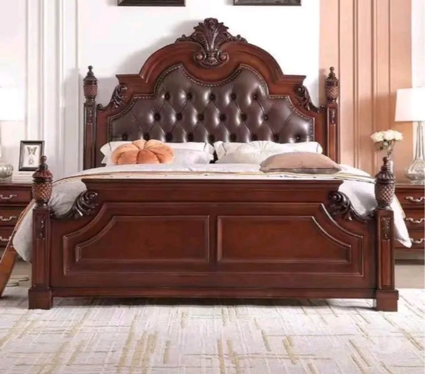 Furniture West Northamptonshire Long Buckby - West Northamptonshire - Photos for Luxury Carved Wood Bed Frame with Tufted Upholstered