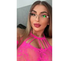 Blonde hair, tanned skin, full-bodied, with voluptuous shape