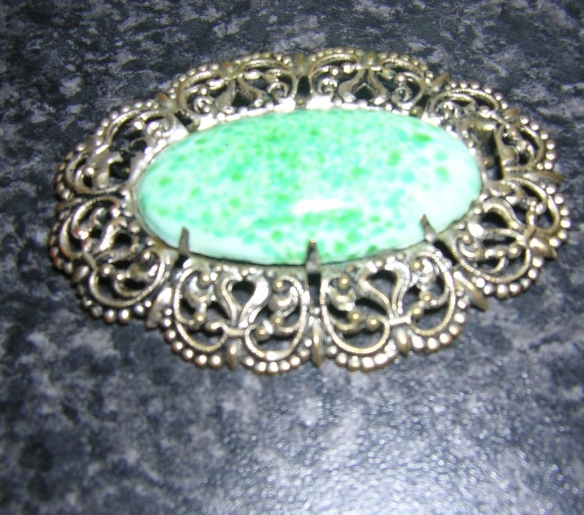 jewellery for sale Par Cornwall - Photos for Large Vintage Turquoise Brooch (size 7 x 5 cm)