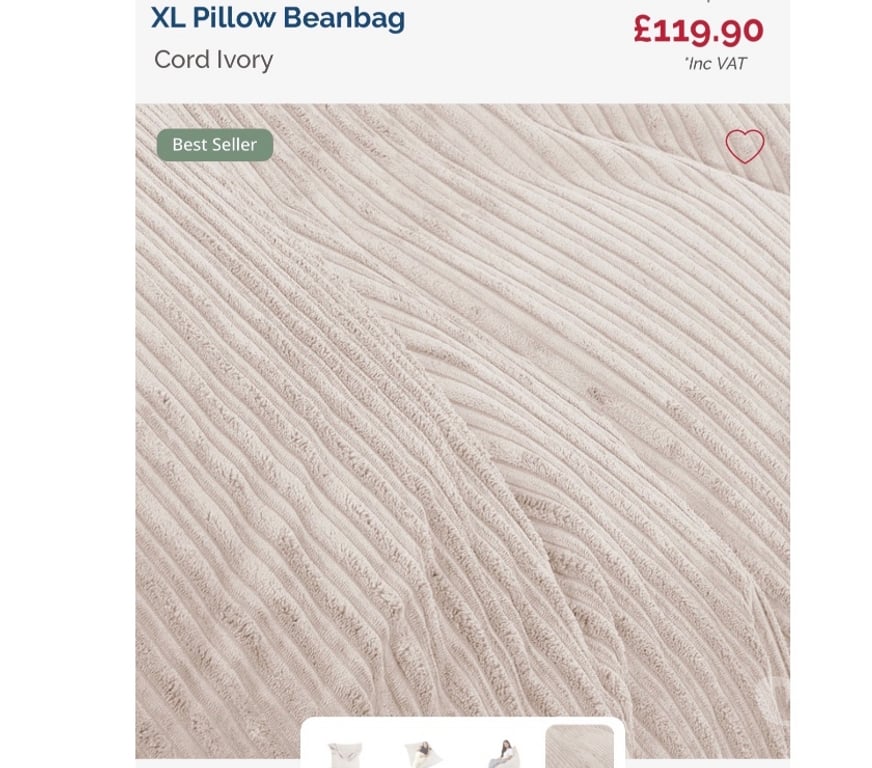 Furniture Devon Torbay - Photos for XL Bean Bag in Corded Ivory by Big Bertha - Loungepug
