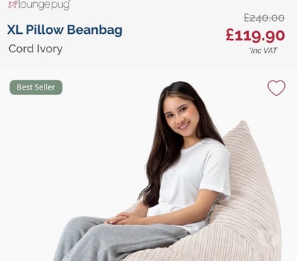 furniture for sale Brixham Torbay - Photos for XL Bean Bag in Corded Ivory by Big Bertha - Loungepug