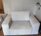 Abbey Hey - Manchester — Like New Cream Sleefy Armchair – Plush Velvet Accent Chair
