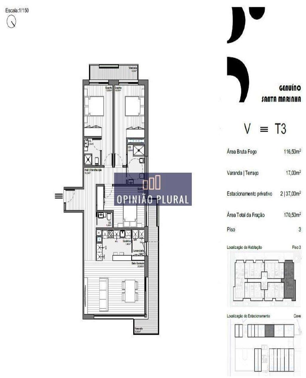 Apartamentos a venda Vila Nova de Gaia - Fotos para Apartamento T3 Novo Três Frentes em Santa Marinha (JS490VSM)
